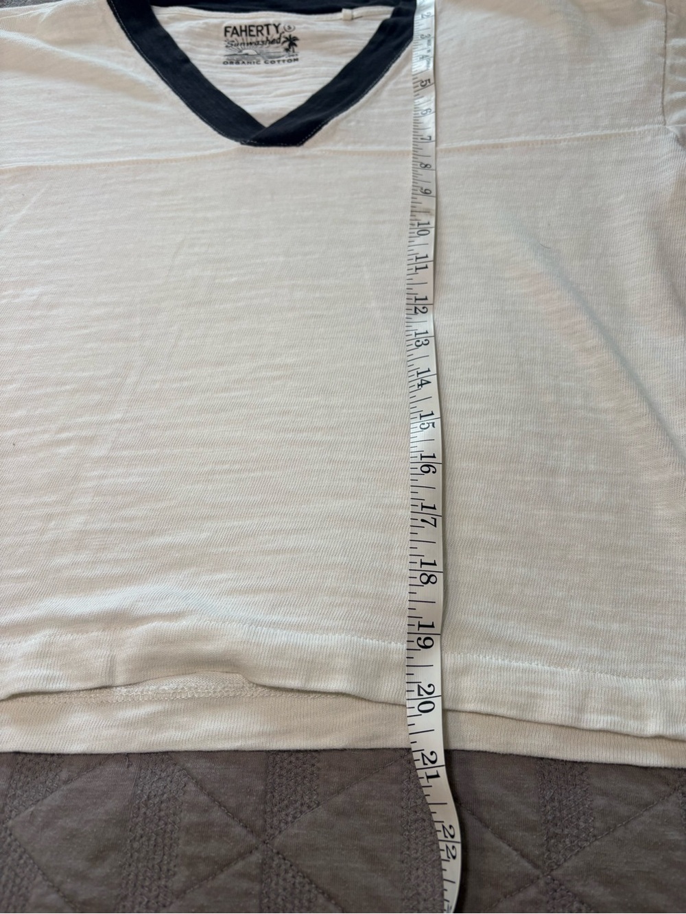 Faherty Sun Washed Varsity V Neck Women S Cotton Coastal Casual Jersey Top - Picture 5 of 6